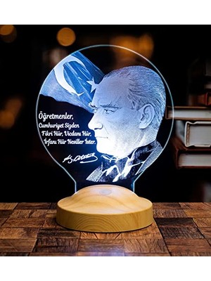 Defne Store Atatürk Sözleri ve Mustafa Kemal Atatürk Görselli Hediye LED Lamba