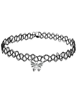 Defne Store Kelebek Sallantılı Choker Kolye, Siyah