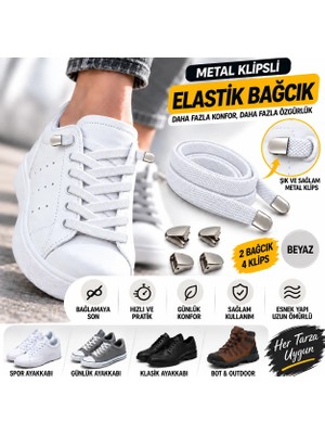 Airyfoot Metal Klipsli Elastik Ayakkabı Bağcığı 100 Cm ( 1 Çift )