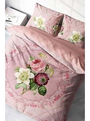 Defne Store Nevresim Takımı, %100 Pamuk Saten Çift Kişilik Damask Rose, MONOHOME39066