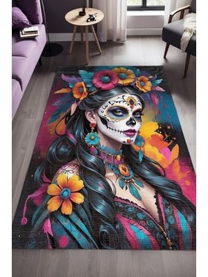 Defne Store Lara Şönil Oyuncu Odası Halısı Kaymayı Önleyici Pamuk Tabanlı Yıkanabilir Antibakteriyel Gamer, Gaming Halısı 120X180