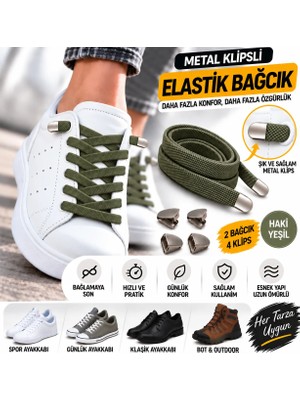 Airyfoot Metal Klipsli Elastik Ayakkabı Bağcığı 100 Cm ( 1 Çift )