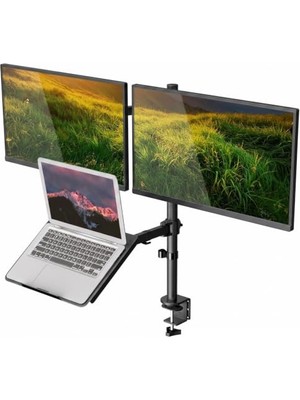 Defne Store EF75 Steel Design 2-8 kg Triple Kol Asansörlü 13"-27" Monitör&10-17" Laptop Standı