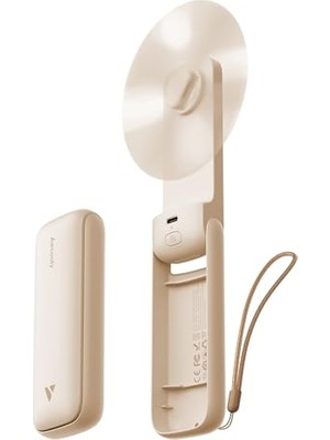 Defne Store Ince Taşınabilir USB Şarj Edilebilir Mini Kişisel El Fanı, 24H Maksimum Soğutma Süresi, Katlanabilir, Bej