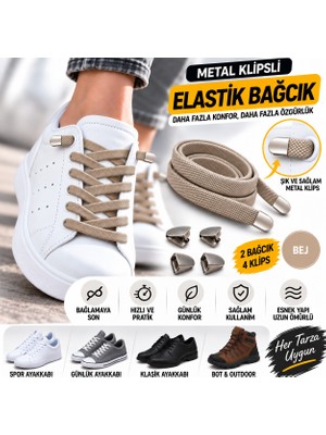 Airyfoot Metal Klipsli Elastik Ayakkabı Bağcığı 100 Cm ( 1 Çift )
