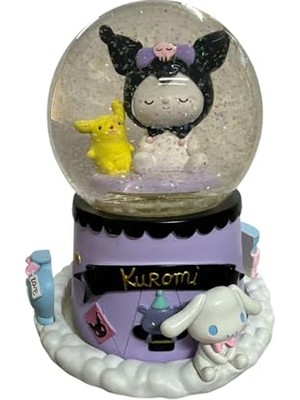 Defne Store Kuromi ve Pompompurin Gözü Kapalı Dev Boy Işıklı Müzikli Kar Küresi
