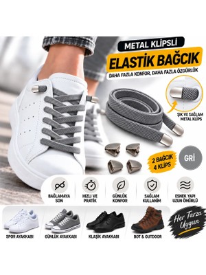 Airyfoot Metal Klipsli Elastik Ayakkabı Bağcığı 100 Cm ( 1 Çift )