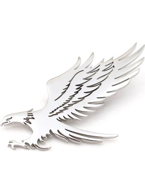 Ms Kartal Yırtıcı Kuş Eagle Gümüş Renk Paslanmaz Çelik Broş Rozet RZ444