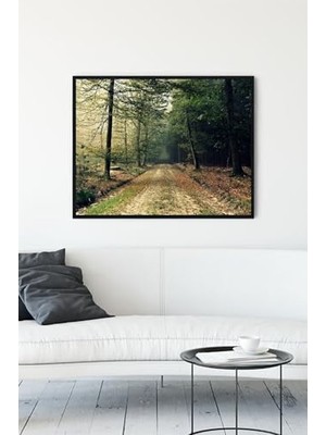 Defne Store (PSTER10722) Ağaçlı Yol Doğa Manzara Çerçeveli Tablo (30 x 40 Cm)