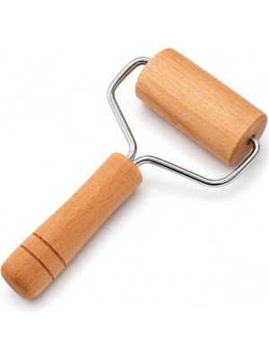 Defne Store Ahşap Saplı Rulo Hamur Açıcı Merdane; 19 cm Metal Gövdeli El Oklavası, Pizza Börek Kurabiye ve Tart Hamuru Açma Silindiri