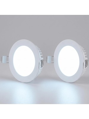 Ms Cata CT-5145B 6 Watt 6400K Beyaz - Slim Sıva Altı LED Panel Armatür - Ince Kasa Yuvarlak Tavan Spot Lambası, Trafolu - 2 Adet