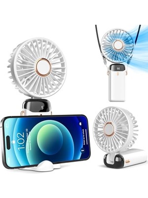 Defne Store Fan; El Tipi, 5 Hız, 8h Pil, 90° Eğim, Şarj Edilebilir, Beyaz | Dijital Ekran, 8 Saatlik Çalışma Süresi, 90° Ayarlanabilir Eğim, Pille Çalışır, Taşınabilir, Iç ve Dış Mekan Kullanımı Için