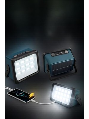 Defne Store 50W Solar LED Projektör 6500K Ultra Güçlü Kamp Lambası Bahçe Aydınlatması