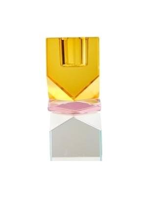 Defne Store Kristal Mum Tutucu, Sarı/pembe/açık Nane, 11X4X4 cm