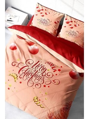Defne Store Yılbaşı Merry Christmas Çift Kişilik 3D Nevresim Takımı Pamuk Saten, MONOHOME0262