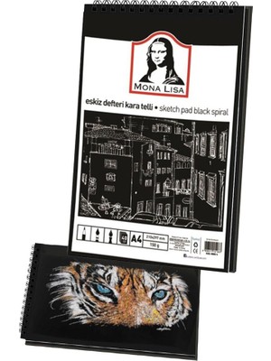 Defne Store Telli Eskiz Defteri Siyah A4 1 Adet Spiralli Siyah Eskiz Defteri 150 G 40 Yaprak Grafit Yağlı Pastel Jel Mürekkep Kalem