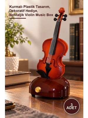 Yenilig 3 Adet Keman Müzik Kutusu – Kurmalı Plastik Tasarım, Dekoratif Hediye, Nostaljik Violin Music Box