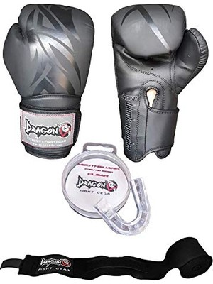 Defne Store Mamba Boks Eldiveni Seti Siyah Boks Eldiveni Bandaj Siyah Renk ve Dişlik 3'lü Set (Siyah, 12 Oz)