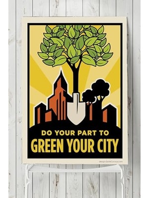 Defne Store PSTER9631 Şehrini Yeşilleştir Bitki Çiçek Ağaç Posteri (60X90 Cm)