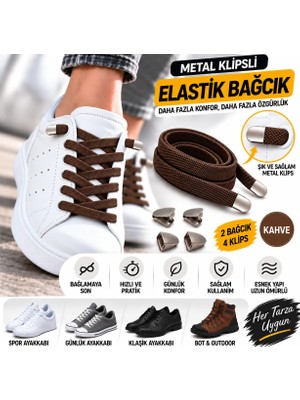 Airyfoot Metal Klipsli Elastik Ayakkabı Bağcığı 100 Cm ( 1 Çift )