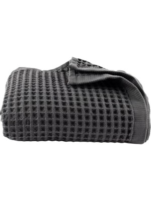 Defne Store Lüks Waffle Banyo Havlusu, 80X160 Cm, 1 Adet, Antrasit, %100 Pamuk, Emici, Yumuşak ve Hızlı Kuruyan