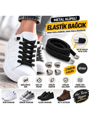 Airyfoot Metal Klipsli Elastik Ayakkabı Bağcığı 100 Cm ( 1 Çift )