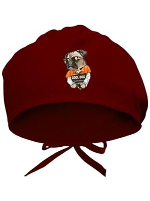 Defne Store Cool Dog Baskılı Cerrahi Bone, Doktor ve Hemşireler Için Hastane Bonesi