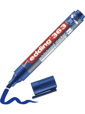 Defne Store 363 Beyaz Yazı Tahtası Kalemi - Mavi - 1 Kalem - 1-5 mm Kesik Uçlu - Yeniden Doldurulabilir