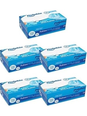 Defne Store Mavi Nitril Eldiven Pudrasız, S Beden, 100'LÜ Paket x 5 Adet
