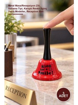Yenilig 3 Adet Sallamalı Resepsiyon Zil – Metal Masa/resepsiyon Zili, Sallama Tipi, Karışık Renkli Ilginç Yazılı Modeller, Reception Bell