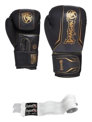 Defne Store Legacy Kick Boks Eldiveni Bokseldiveni Muay Thai Beyaz Bandajlı 2'li Set Siyah 10 Oz