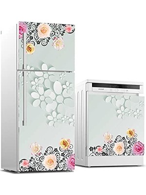 Defne Store 3D Çiçek Desenli Beyaz Eşya Sticker Kaplama