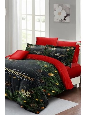 Defne Store Navy Blue Noel 3D Çift Kişilik Nevresim Takımı, MONOHOME1153YB