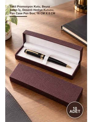 Yenilig 10 Adet Kalem Kutusu – Tekli Promosyon Kutu, Beyaz Saten Iç, Desenli Hediye Kutusu, Pen Case Pen Box, 16 cm x 5 cm