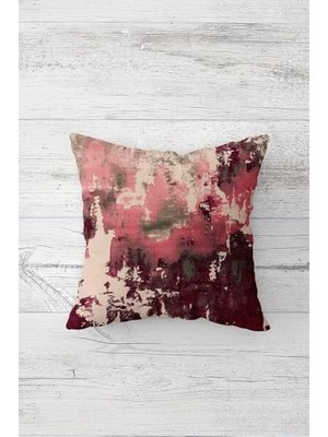 Defne Store Batik Renk Geçişli Çift Taraflı Baskılı Gizli Fermuarlı Yastık Kılıfı, Pudra-Bordo 45 x 45