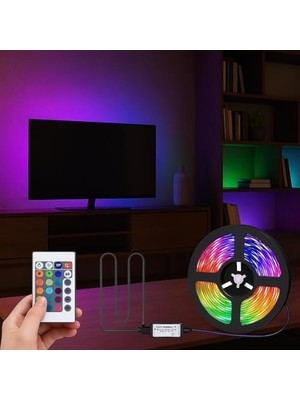 Defne Store 3 Metre Rgb USB LED Şerit Seti, Monitör ve Tv Arkası, Kumandalı, 352 Renk