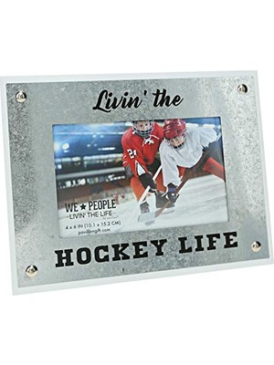 Defne Store Livin' The Hockey Life-8,5 x 6,5 Inç Şövale Arka Resim Çerçevesi; Mdf, Gri