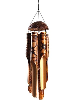 Defne Store 45 cm Orta Boy Hindistan Cevizi ve Bambu Feng Shui Rüzgar Çanı