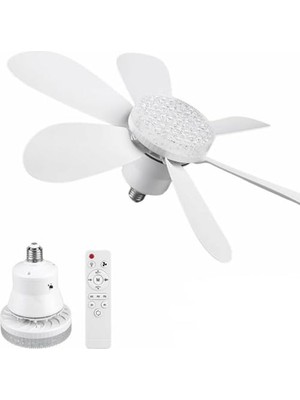 Defne Store 2’si 1 Arada Tavan Vantilatör & Avize Lamba 52 cm Kumandalı, 6 Kanat, 3 Kademe Hız, Beyaz-Sarı-Doğal Işık, Sinek Kovucu