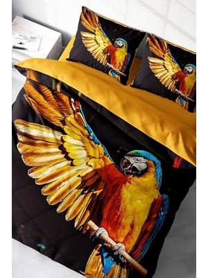 Defne Store Nevresim Takımı, %100 Pamuk Saten Çift Kişilik Macaw Parrot Desenli, MONOHOME40017