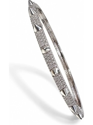Les Petites Mains Konik Detaylı Zirkon Taşlı Silver Bilezik