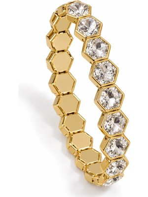 Les Petites Mains Geometrik Zirkon Taşlı Gold Lastikli Bileklik