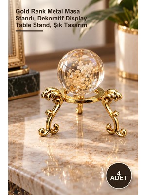 Yenilig 4 Adet Masaüstü Dekoratif Metal Stand – Gold Renk Metal Masa Standı, Dekoratif Display, Table Stand, Şık Tasarım