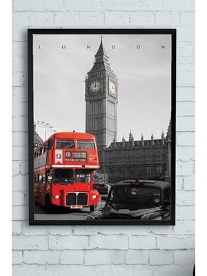 Defne Store PSTER12010 Londra Manzara Çerçeveli Tablo 2 (30 x 40 Cm)