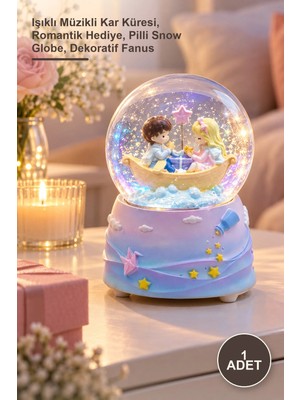 Yenilig 1 Adet Orta Boy Müzikli Işıklı Romantik Sevgililer Kar Küresi – Işıklı Müzikli Kar Küresi, Romantik Hediye, Pilli Snow Globe, Dekoratif Fanus