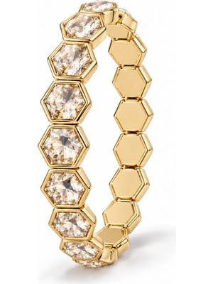 Les Petites Mains Bal Rengi Zirkon Taşlı Geometrik Gold Lastikli Bileklik