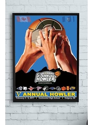 Defne Store PSTER11268 Howler Basketbol Çerçeveli Tablo (30 x 40 Cm)