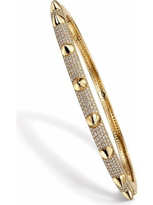 Les Petites Mains Konik Detaylı Zirkon Taşlı Gold Bilezik