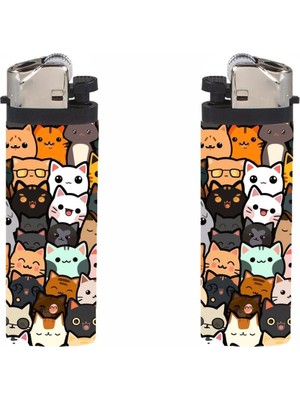 Defne Store Çakmak, Çılgın Kediler Baskılı Full Kaplamalı Gazlı