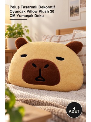 Yenilig 4 Adet Capybara Yastık – Peluş Tasarımlı Dekoratif Oyuncak Pillow Plush 30 cm Yumuşak Doku
